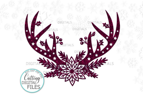 Floral Christmas Deer Antlers: A Versatile Design for Holiday Crafting