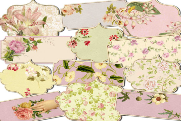 Floral Labels: Elevate Designs with Vintage Clip Art