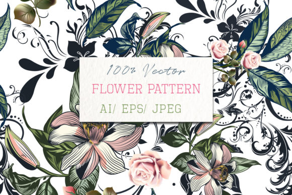 Floral Pattern with Roses Orange Flowers Vector Art