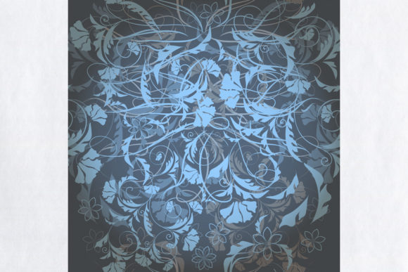 Floral Wallpaper Pattern with Blue Swirl Design