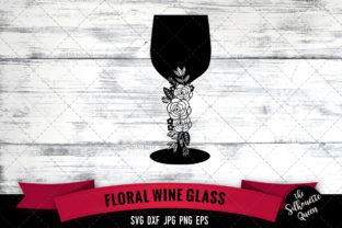 Floral Wine Glass SVG Design Assets